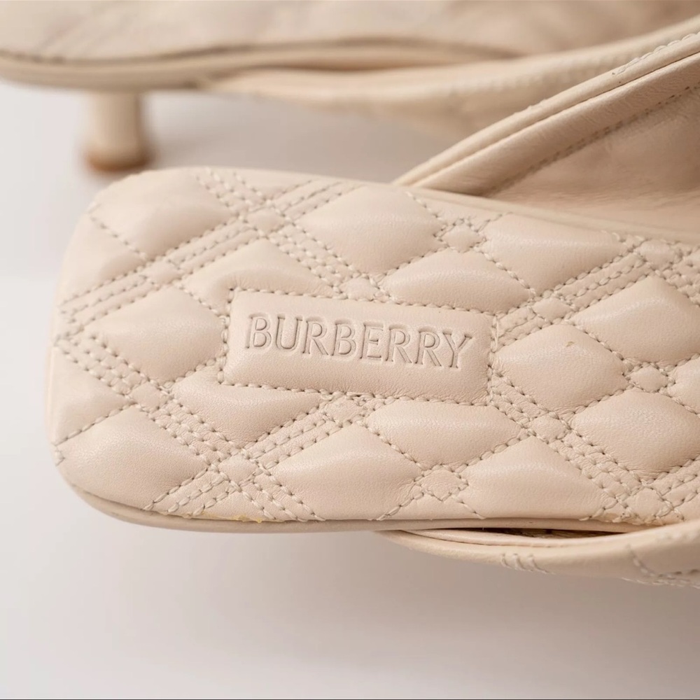 Burberry Leather Kitten Hill Baby Mules EKD Cream Soap - Picture 12 of 14